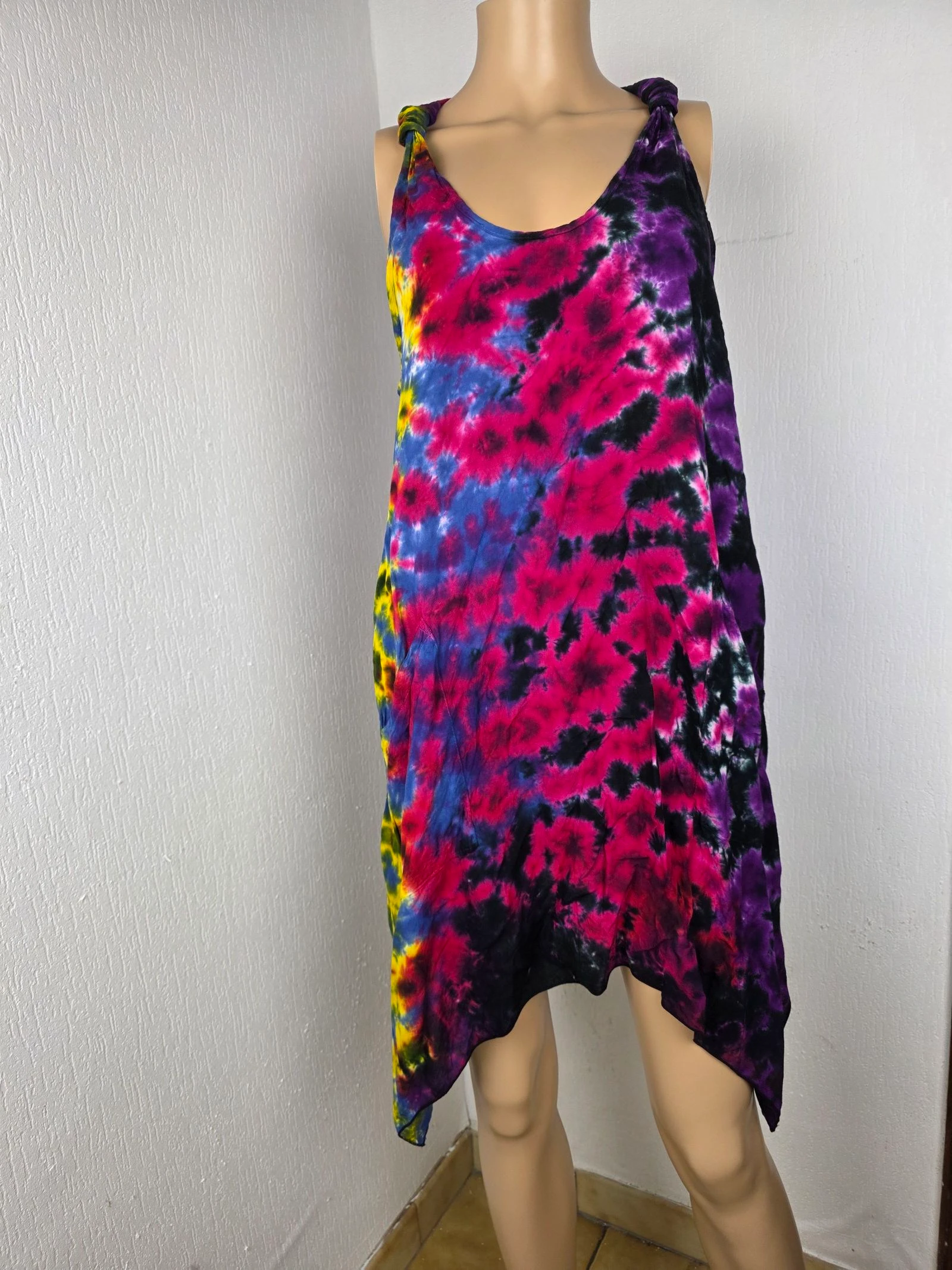 Boho fairy vintage Y2K tie-dye asymmetrical dress one size – photo 2